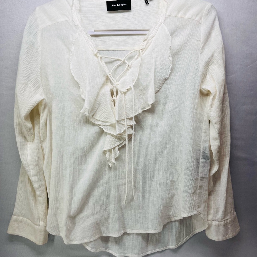 The Kooples Women's Ivory Lace-Up‎ Blouse